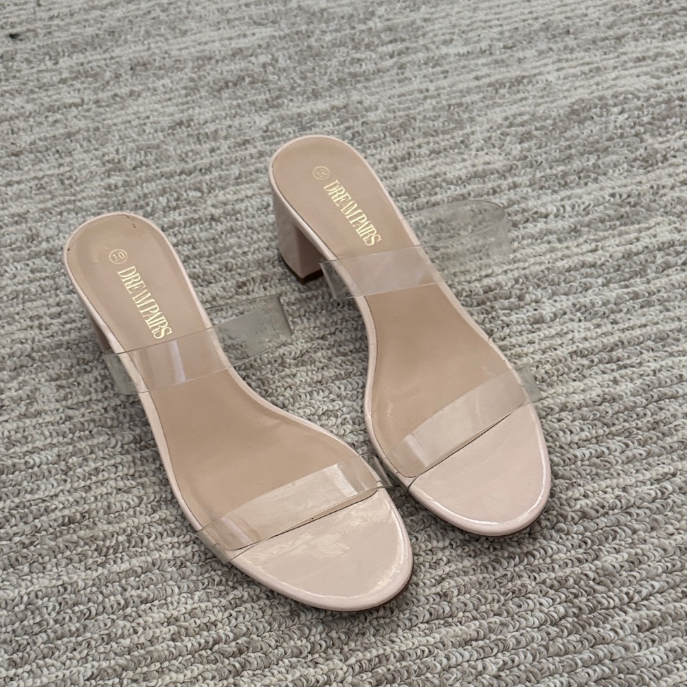 Dream Pairs Clear and Nude Mules